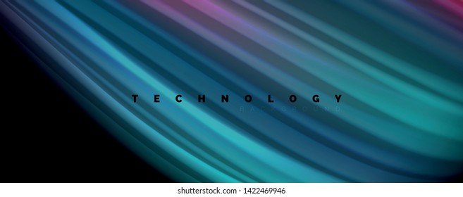 Modern rainbow liquid color flow colorful poster. Wave Liquid shape in black color background. Abstract composition