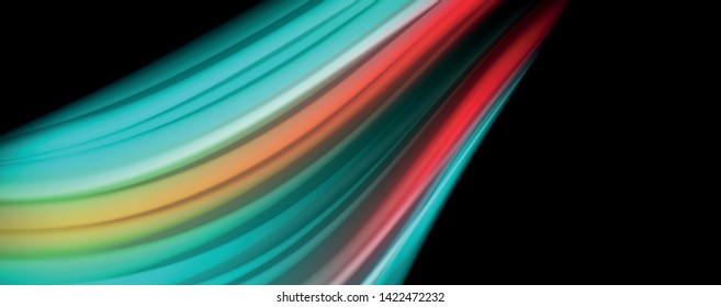 Afiche colorido de color líquido de arcoiris moderno. Forma líquida ondulada en color negro. Composición abstracta
