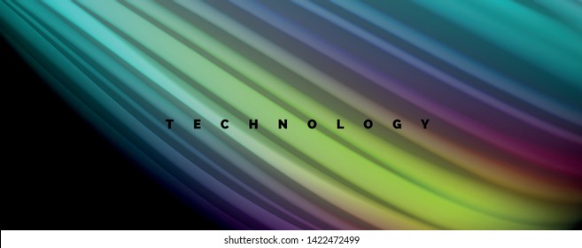 Modern rainbow liquid color flow colorful poster. Wave Liquid shape in black color background. Abstract composition