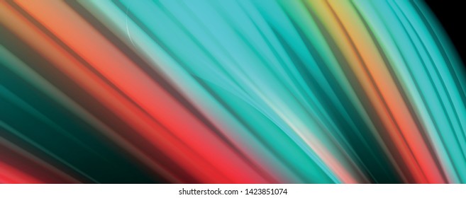Afiche colorido de color líquido de arcoiris moderno. Forma líquida ondulada en color negro. Composición abstracta
