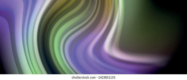 Afiche colorido de color líquido de arcoiris moderno. Forma líquida ondulada en color negro. Composición abstracta