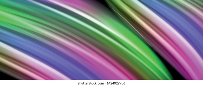 Modern rainbow liquid color flow colorful poster. Wave Liquid shape in black color background. Abstract composition
