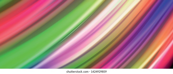 Modern rainbow liquid color flow colorful poster. Wave Liquid shape in black color background. Abstract composition