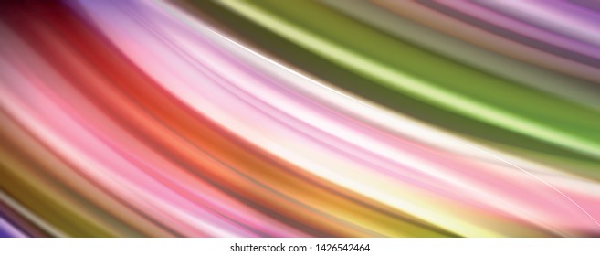 Modern rainbow liquid color flow colorful poster. Wave Liquid shape in black color background. Abstract composition