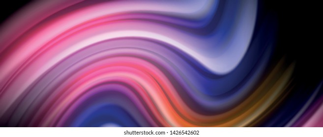 Afiche colorido de color líquido de arcoiris moderno. Forma líquida ondulada en color negro. Composición abstracta