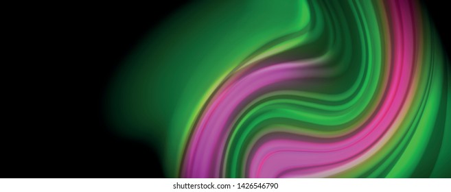 Modern rainbow liquid color flow colorful poster. Wave Liquid shape in black color background. Abstract composition