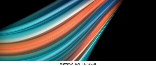Afiche colorido de color líquido de arcoiris moderno. Forma líquida ondulada en color negro. Composición abstracta