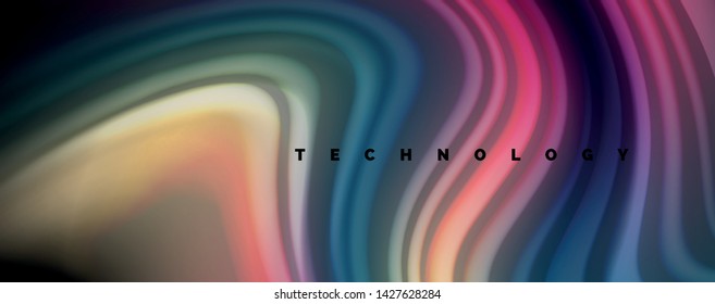 Modern rainbow liquid color flow colorful poster. Wave Liquid shape in black color background. Abstract composition