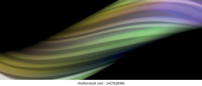 Afiche colorido de color líquido de arcoiris moderno. Forma líquida ondulada en color negro. Composición abstracta