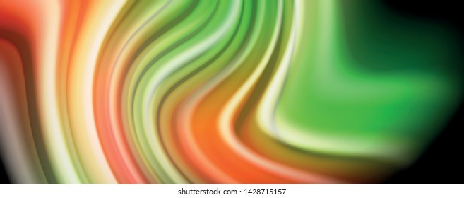 Moderne Regenbogen Flüssigkeit Farbe fließt bunt Poster. Wave Liquid Form auf schwarzem Hintergrund. Abstrakte Komposition