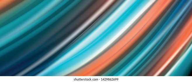 Moderne Regenbogen Flüssigkeit Farbe fließt bunt Poster. Wave Liquid Form auf schwarzem Hintergrund. Abstrakte Komposition