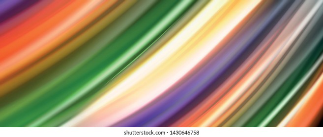 Afiche colorido de color líquido de arcoiris moderno. Forma líquida ondulada en color negro. Composición abstracta