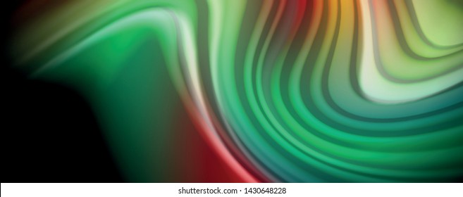 Modern rainbow liquid color flow colorful poster. Wave Liquid shape in black color background. Abstract composition