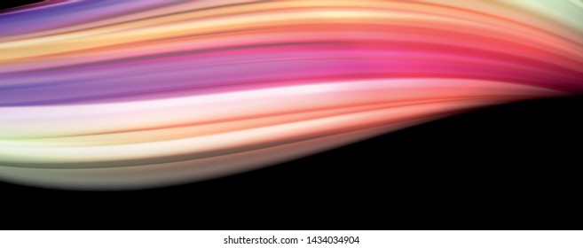 Afiche colorido de color líquido de arcoiris moderno. Forma líquida ondulada en color negro. Composición abstracta