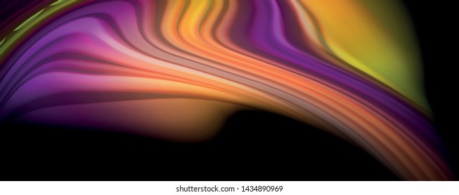 Modern rainbow liquid color flow colorful poster. Wave Liquid shape in black color background. Abstract composition