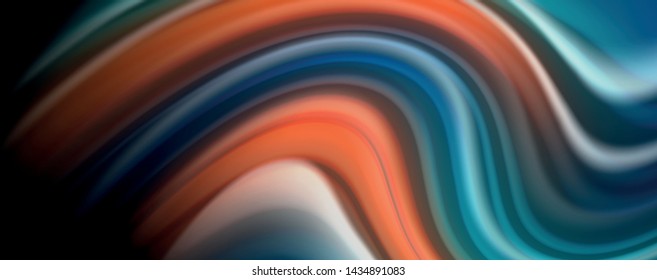 Afiche colorido de color líquido de arcoiris moderno. Forma líquida ondulada en color negro. Composición abstracta