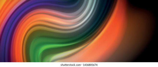 Modern rainbow liquid color flow colorful poster. Wave Liquid shape in black color background. Abstract composition