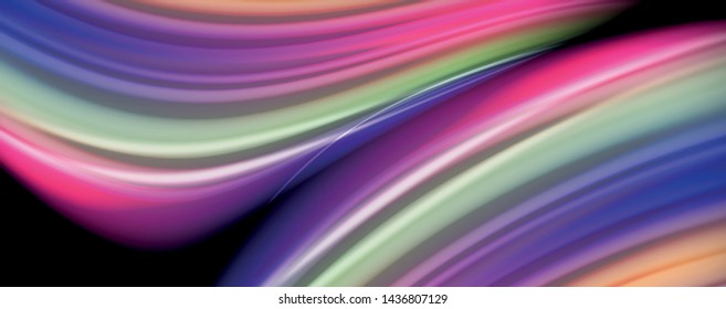 Modern rainbow liquid color flow colorful poster. Wave Liquid shape in black color background. Abstract composition