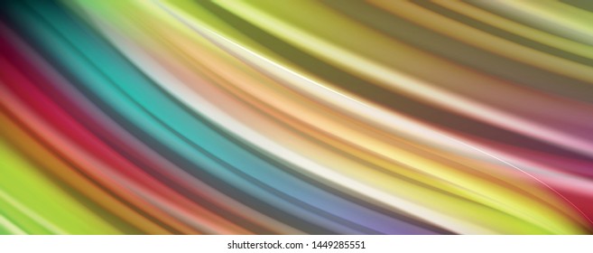 Modern rainbow liquid color flow colorful poster. Wave Liquid shape in black color background. Abstract composition