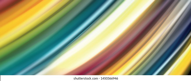 Modern rainbow liquid color flow colorful poster. Wave Liquid shape in black color background. Abstract composition