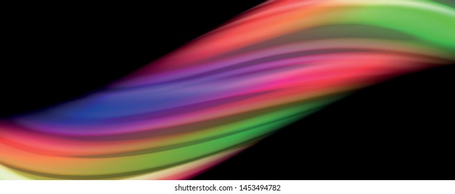 Modern rainbow liquid color flow colorful poster. Wave Liquid shape in black color background. Abstract composition