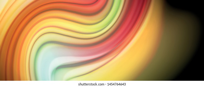 Afiche colorido de color líquido de arcoiris moderno. Forma líquida ondulada en color negro. Composición abstracta