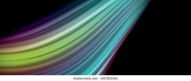 Modern rainbow liquid color flow colorful poster. Wave Liquid shape in black color background. Abstract composition