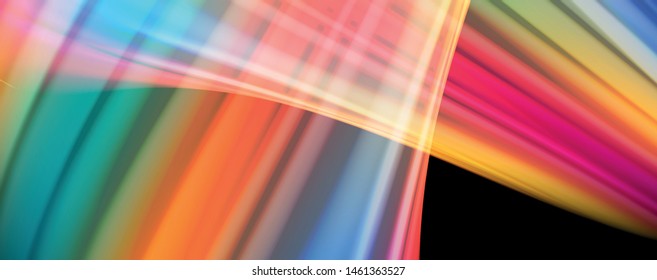 Afiche colorido de color líquido de arcoiris moderno. Forma líquida ondulada en color negro. Composición abstracta