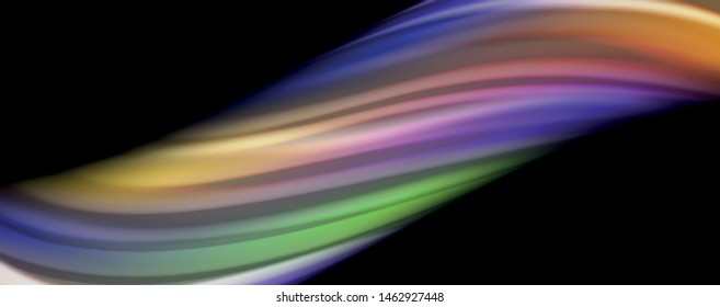 Modern rainbow liquid color flow colorful poster. Wave Liquid shape in black color background. Abstract composition