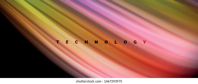 Modern rainbow liquid color flow colorful poster. Wave Liquid shape in black color background. Abstract composition