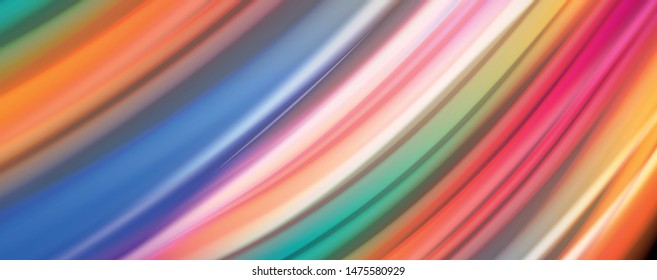Modern rainbow liquid color flow colorful poster. Wave Liquid shape in black color background. Abstract composition