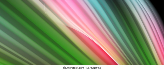 Modern rainbow liquid color flow colorful poster. Wave Liquid shape in black color background. Abstract composition