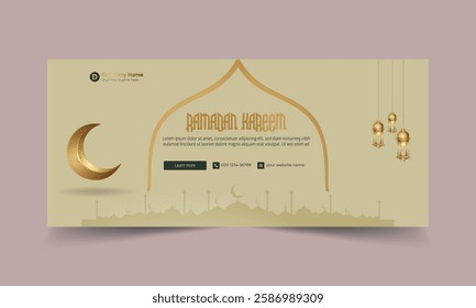 Modern Ramadan design template for social media posting.Ramadan Kareem concept poster set.Ramadan social banner design