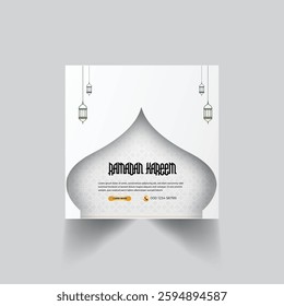 Modern Ramadan design template for social media posting.Ramadan Kareem concept poster set.Ramadan social banner design