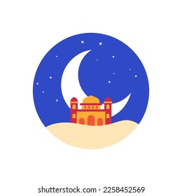 Modern Ramadan flat mosque icon vector illustration design, this vector is suitable for icons, logos, illustrations, stickers, books, covers, etc