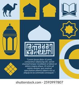 Modern Ramadan Islamic Seamless Pattern in Retro Scandinavian Style 