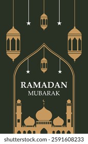 Modern ramadan kareem background with gold lantern ornament vector illustration poster design template