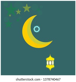
Modern Ramadan Kareem background with Light, moon and stars - Vector.