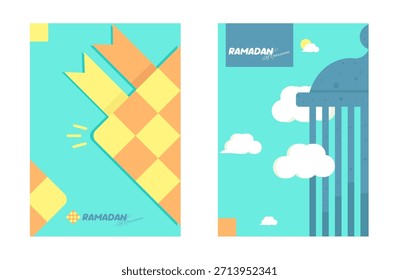 Cartel moderno de Ramadán Kareem con color plano y suave para elemento de diseño o publicación en redes sociales
