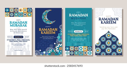 modern ramadan poster background collection for greeting card  fashion  commercial  banner, cover, social media. vector illustration