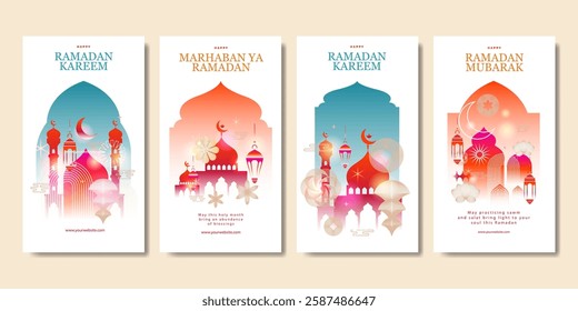 modern ramadan poster background collection for greeting card  fashion  commercial  banner, cover, social media. vector illustration