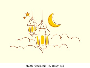 Moderner Ramadan-Plakathintergrund für Grußkarten, kommerzielle Banner, Mode, Cover und soziale Medien