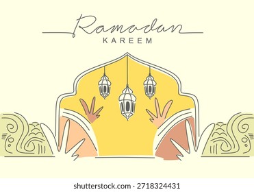 Plano de fundo moderno do cartaz do Ramadã para cartões comemorativos, banners comerciais, moda, capas e mídias sociais