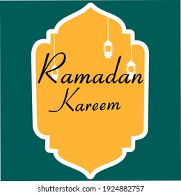 Modernes Ramadan-Vektordesign mit Ramadan Kareem-Schrift und Laternenbild