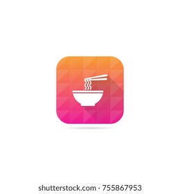 Modern Ramen Noodle Icon With Long Shadow