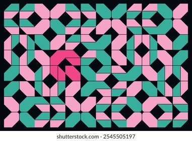 Modern random background with diamonds, crosses and geometric elements