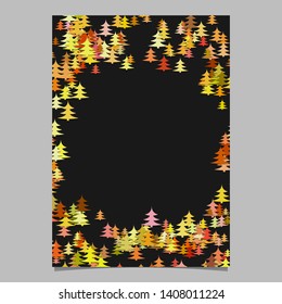 Modern random Christmas design stationery template - blank winter vector brochure background graphic design from stylized pine trees on black background