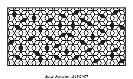 Modern random cnc pattern. Decorative panel, screen,wall. Vector cnc panels set for laser cutting. Template for interior partition, room divider, privacy fence