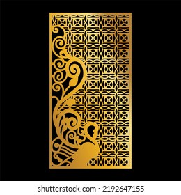 Modern random cnc pattern. Decorative panel, screen,wall. Vector cnc panels set for laser cutting. Template for interior partition, room divider, privacy fence