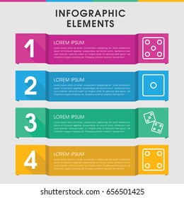 Modern random infographic template. infographic design with random icons includes dice. can be used for presentation, diagram, annual report, web design.